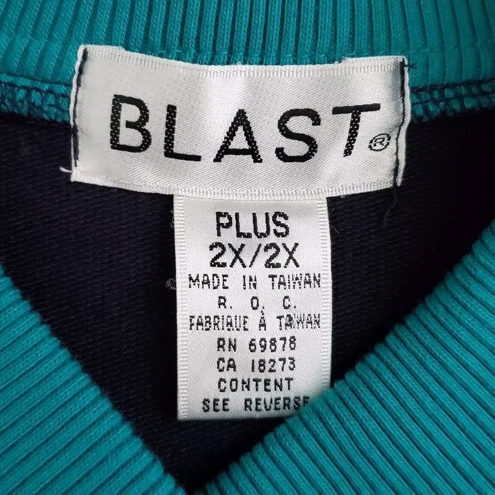 Vintage 90's Blast Sweater Pullover Colorblock‎ (Womens Plus Size 2X) Blue Red